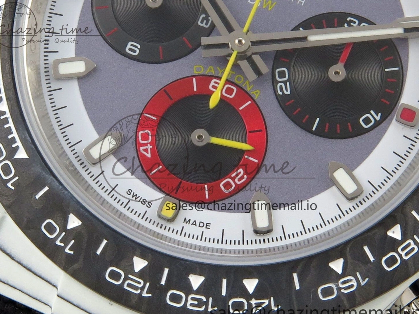 MiroTime 0227 Daytona DIW Carbon Case and Bezel DIWF Edition Grey White Dial on Black Nylon Strap A AllSeason 72